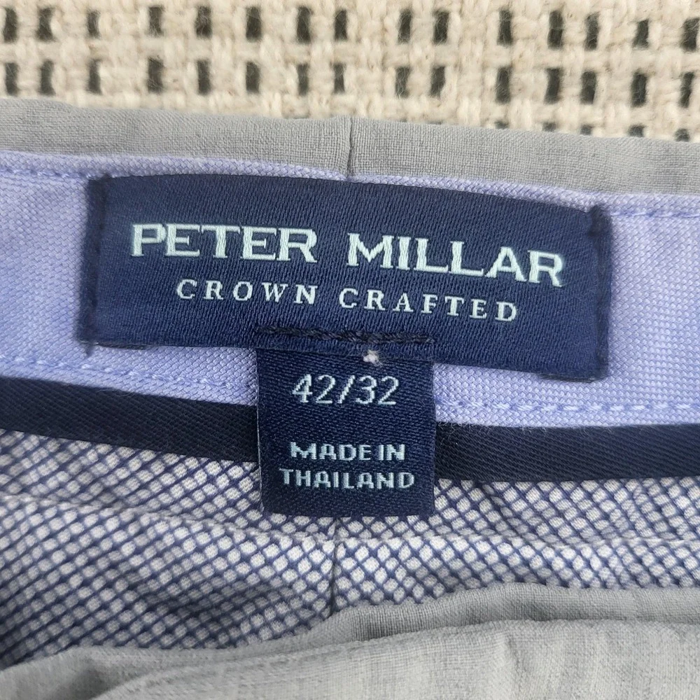 Peter Millar Pants Mens 43x32 Gray Crown‎ Crafted Chino Golf Casual Flat Front